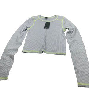 Wild Fable Women's Sz Small Long Sleeve Slim Fit Baby Ribbed Tee Shirt Blue New